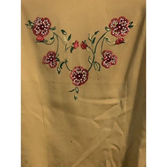 Vintage 1950s The Paddock Shops Suit Western Wear Light Yellow Flowers - Picture 13 of 16